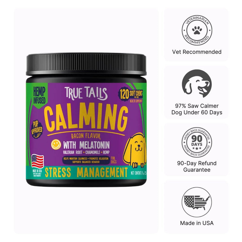 True Tails Calming Support Hemp Dog Chews, 120 Count, 9 oz