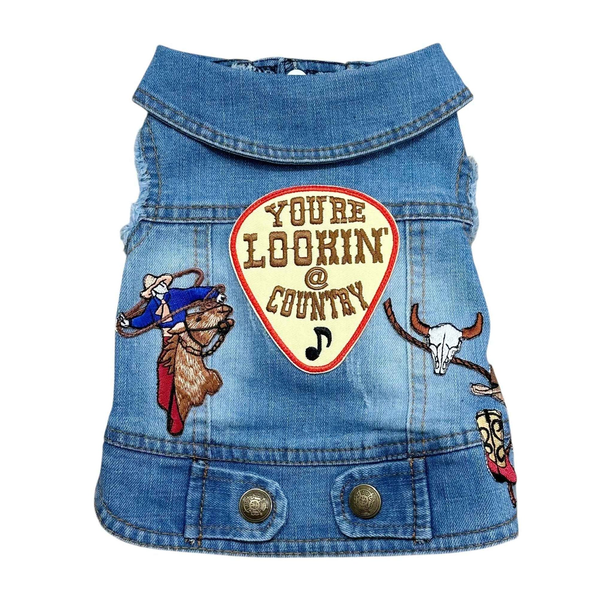 Heads or Tails Pup Country Denim Dog Vest