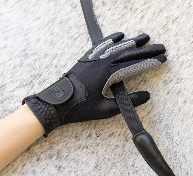 Oil-Tac Copper Tech™️ Leather Premium Riding Glove in Black