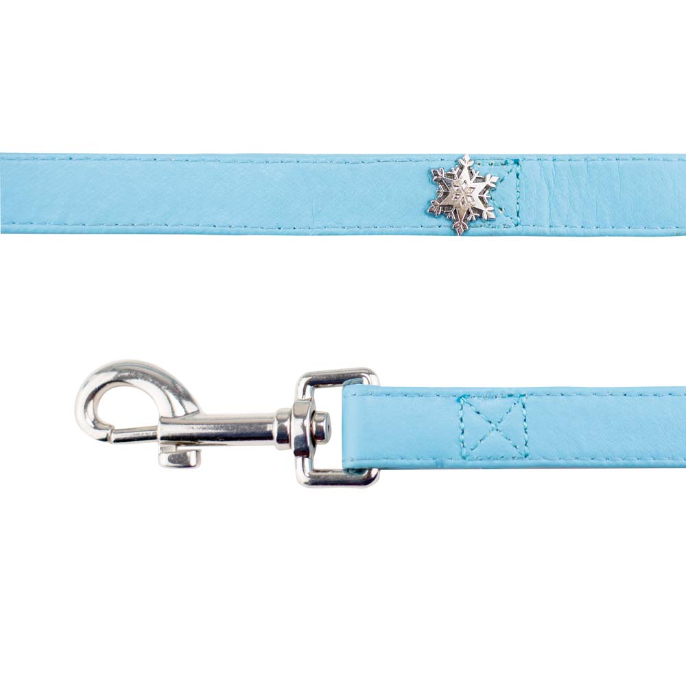 Imported Dog Leash - Frozen 2 Light Blue PU Leather w/Snowflake Embellishment