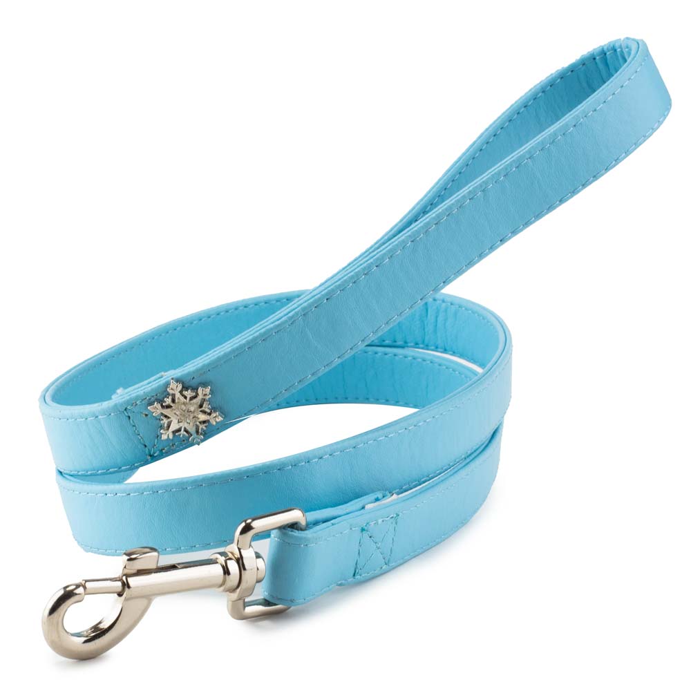 Imported Dog Leash - Frozen 2 Light Blue PU Leather w/Snowflake Embellishment