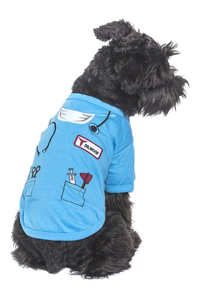 Parisian Pet Dr. Woof Halloween Costume for Dogs & Cats  Fun Pet Costume, Dog Doctor Outfit for Halloween, Light Blue