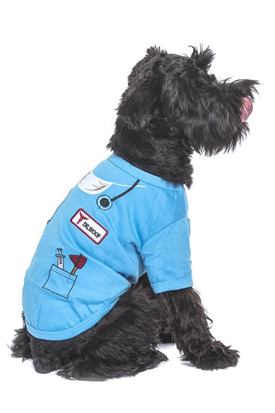 Parisian Pet Dr. Woof Halloween Costume for Dogs & Cats  Fun Pet Costume, Dog Doctor Outfit for Halloween, Light Blue