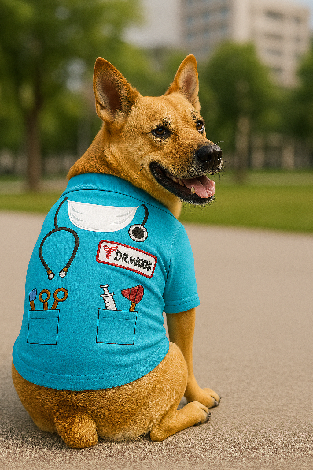 Parisian Pet Dr. Woof Halloween Costume-Light Blue