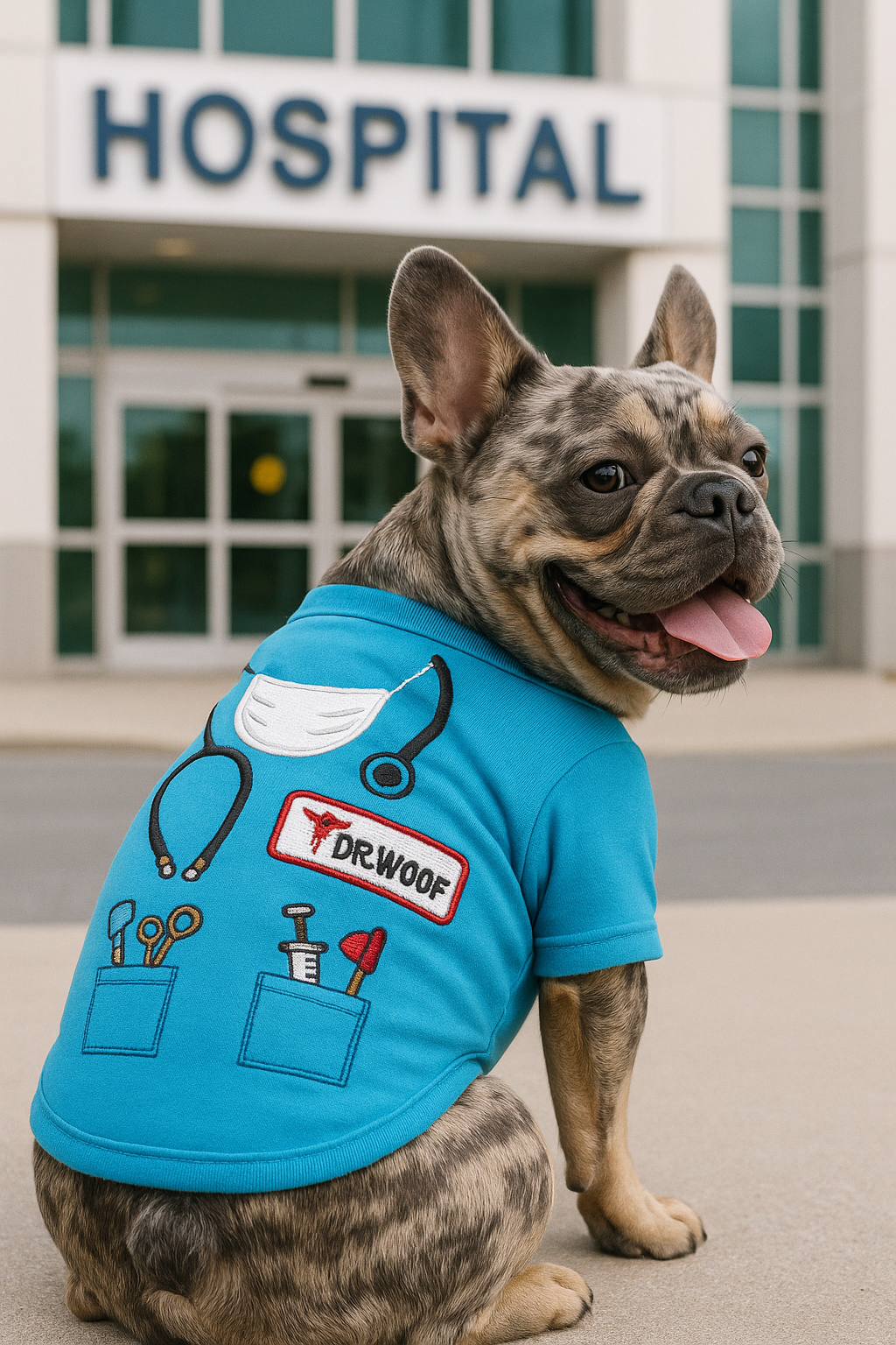 Parisian Pet Dr. Woof Halloween Costume-Light Blue
