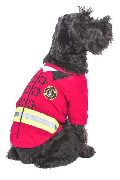 Parisian Pet Fire-Barker Halloween Costume for Dogs & Cats  Firefighter Dog Costume, Pet Halloween Outfit, Red and Yellow