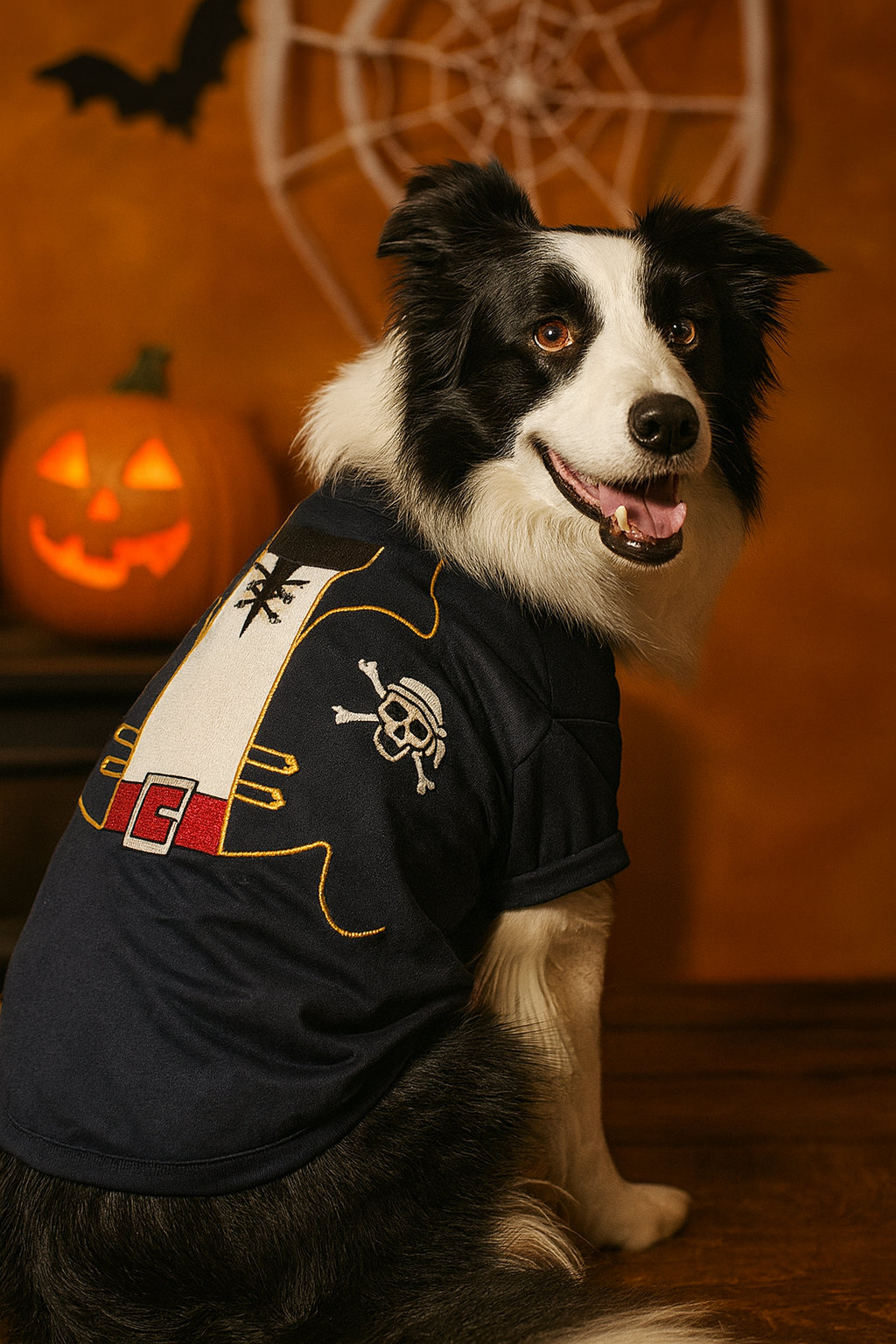 Parisian Pet Captain Spawrrow Halloween Costume-Red & Navy