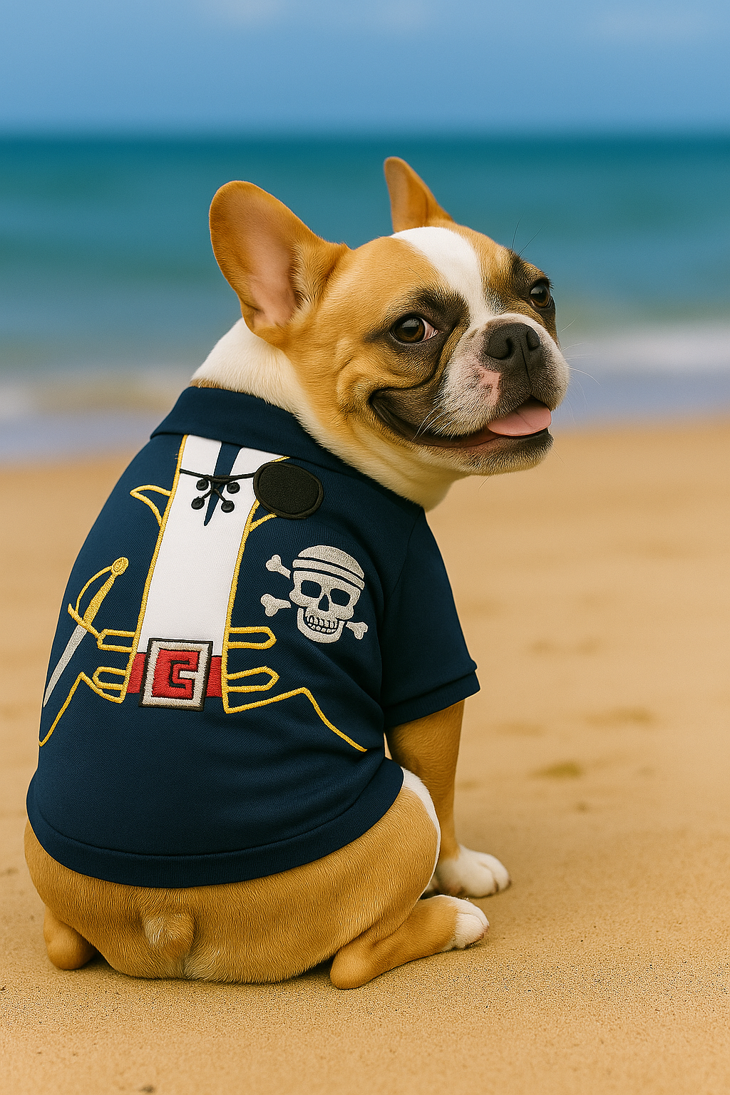 Parisian Pet Captain Spawrrow Halloween Costume-Red & Navy