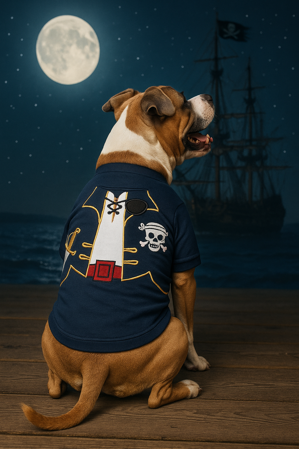 Parisian Pet Captain Spawrrow Halloween Costume-Red & Navy