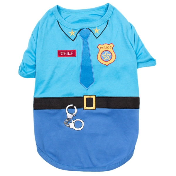 Parisian Pet Officer Woof Halloween Costume for Dogs & Cats – Police Dog Costume, Pet Officer Outfit for Halloween, Light Blue