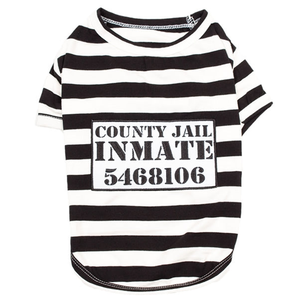 Parisian Pet Furry Inmate Black and White Stripes Halloween Costume - Funny Prison Design for Cats & Dogs