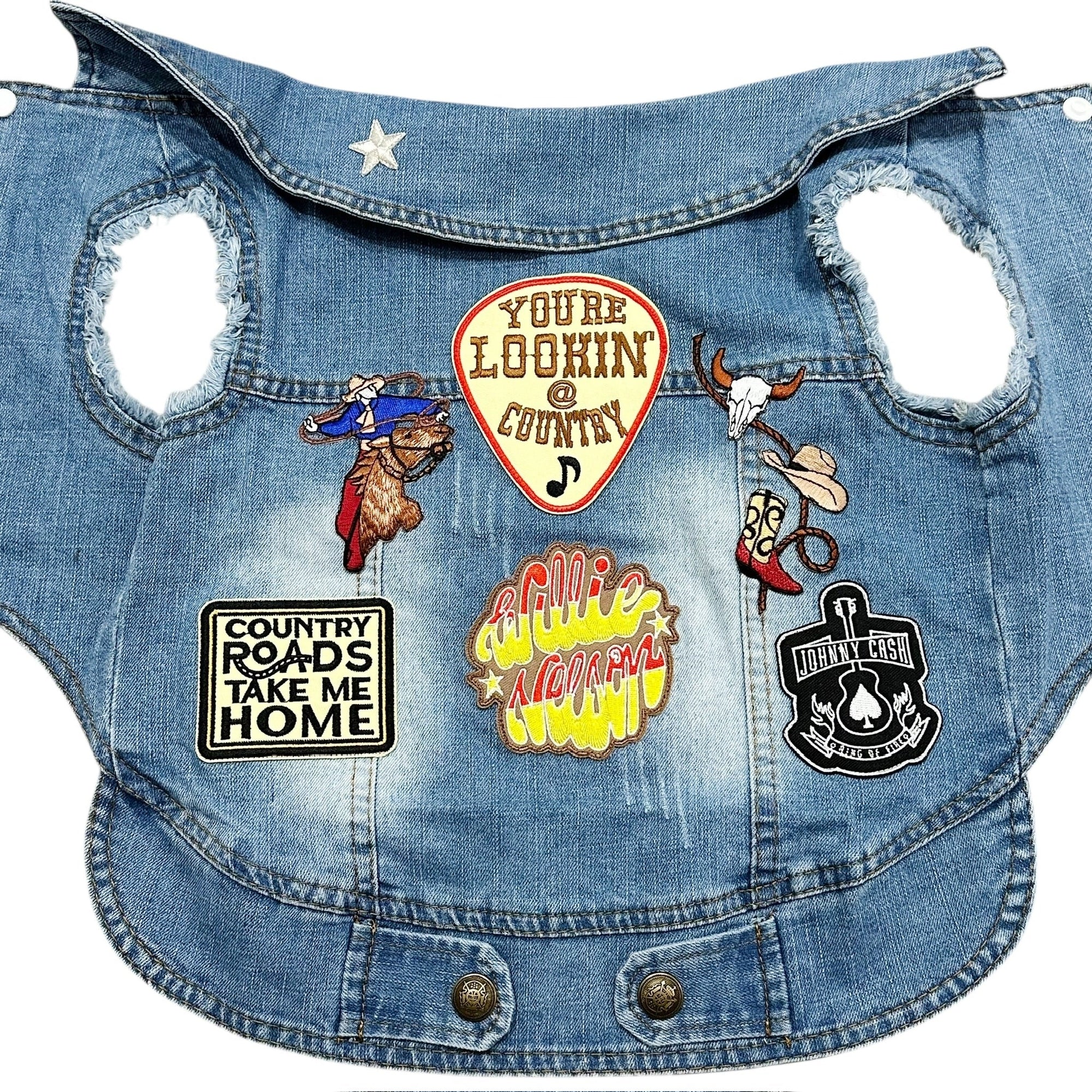 Heads or Tails Pup Country Denim Dog Vest