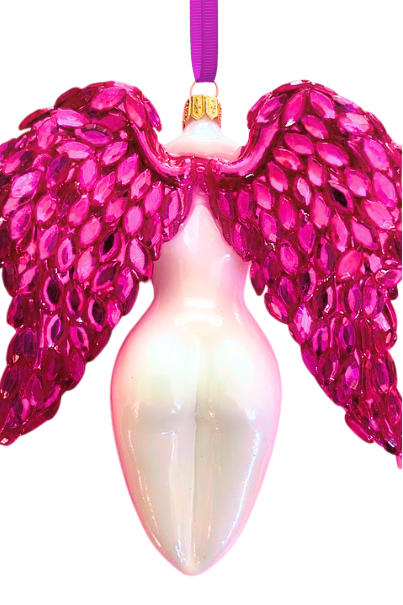Celestina Winged Angel Sculpture Glass Ornament