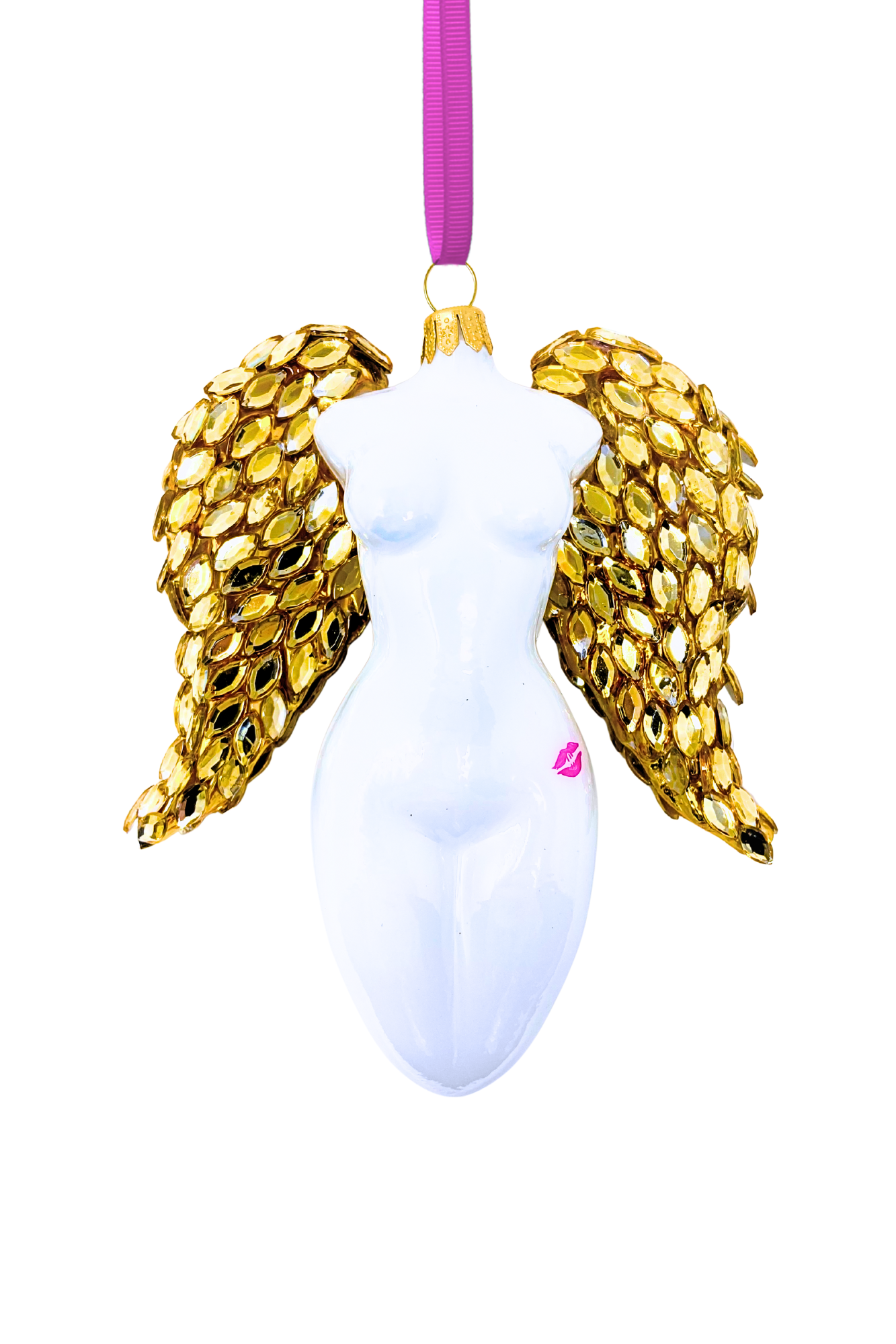 Golden Luxe Winged Angel Sculpture Glass Ornament