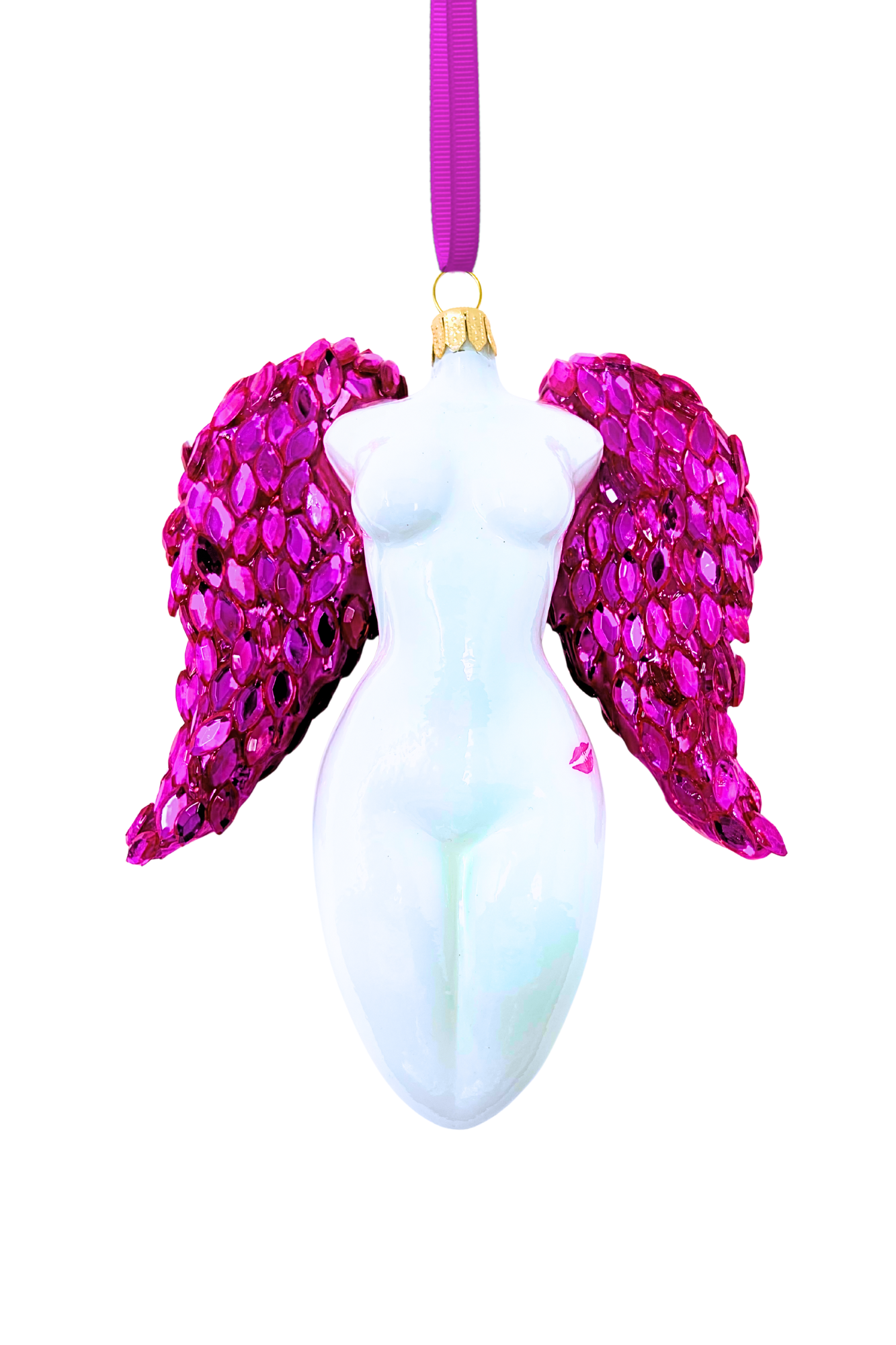 Celestina Winged Angel Sculpture Glass Ornament