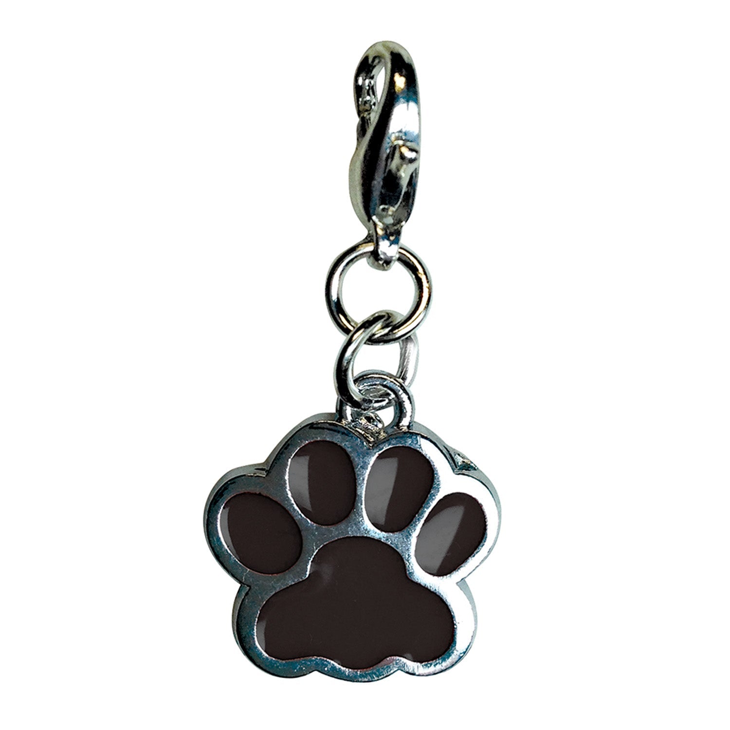 Shiny BLACK Paw Print Enamel Charm
