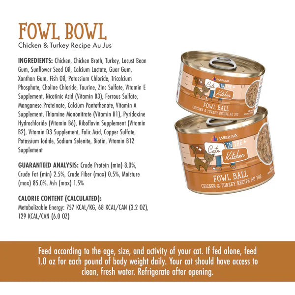 Cats in the Kitchen Fowl Ball Chicken and Turkey Recipe Au Jus