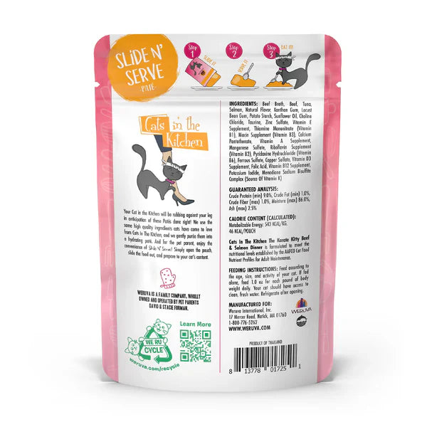Cats in the Kitchen Pat The Karate Kitty Beef & Salmon Dinner in a Hydrating Pure (3oz)