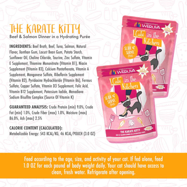 Cats in the Kitchen Pat The Karate Kitty Beef & Salmon Dinner in a Hydrating Pure (3oz)
