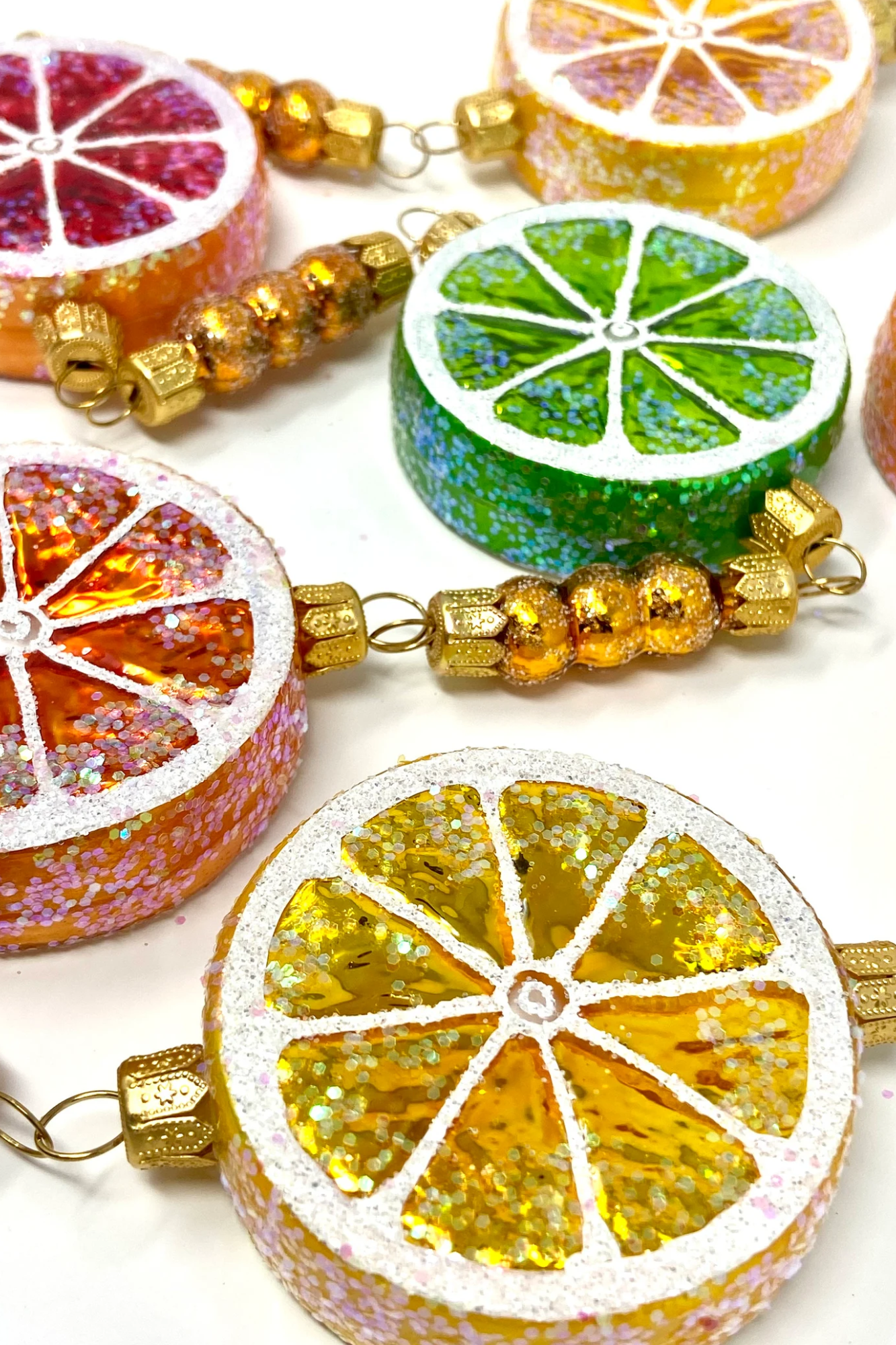 Citrus Fruit Slices Glass Tree Garland