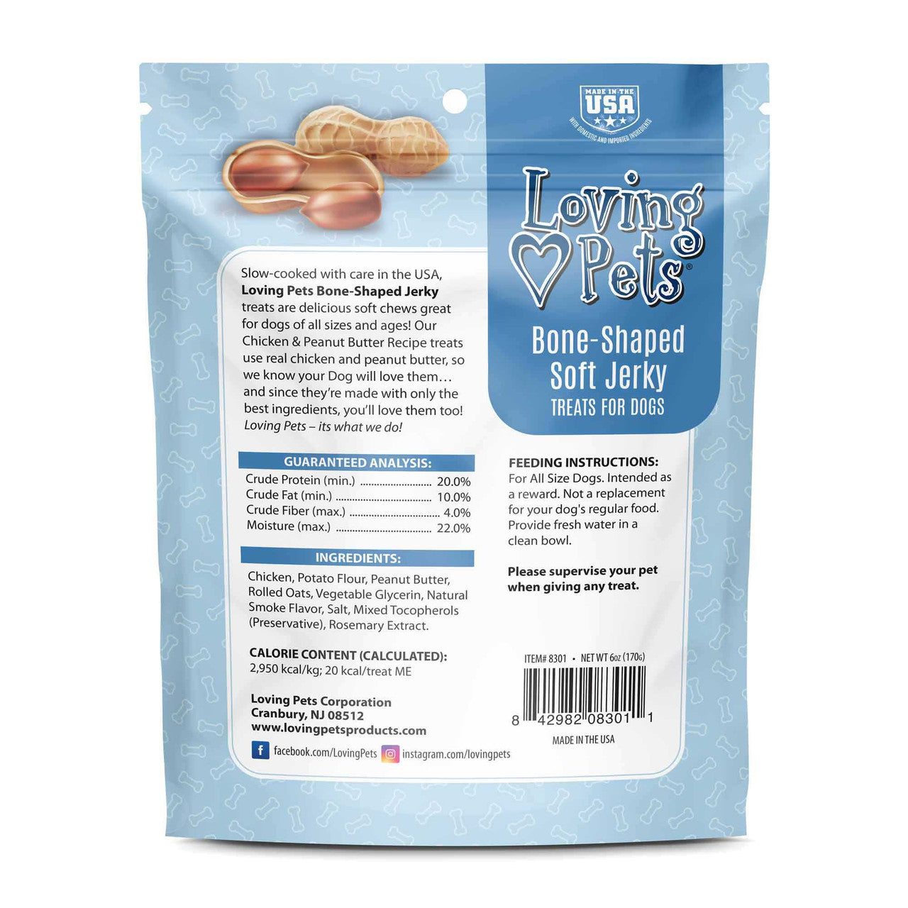 Loving Pets Soft Jerky Peanut Butter & Chicken Dog Treats (6oz) - HT Animal Supply
