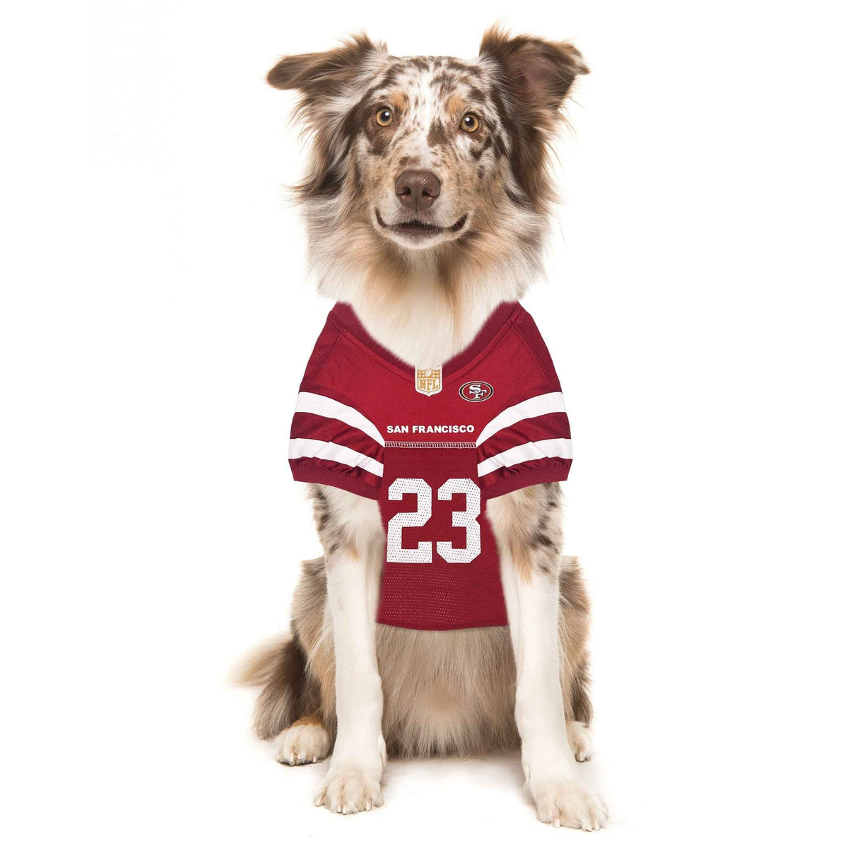 NFL San Francisco 49ers Christian McCaffrey Striped Mesh Pet Jersey