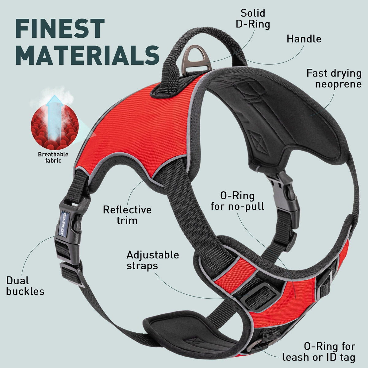 Dogline Co-Pilot Adjustable No Pull Dog Harness with Handle