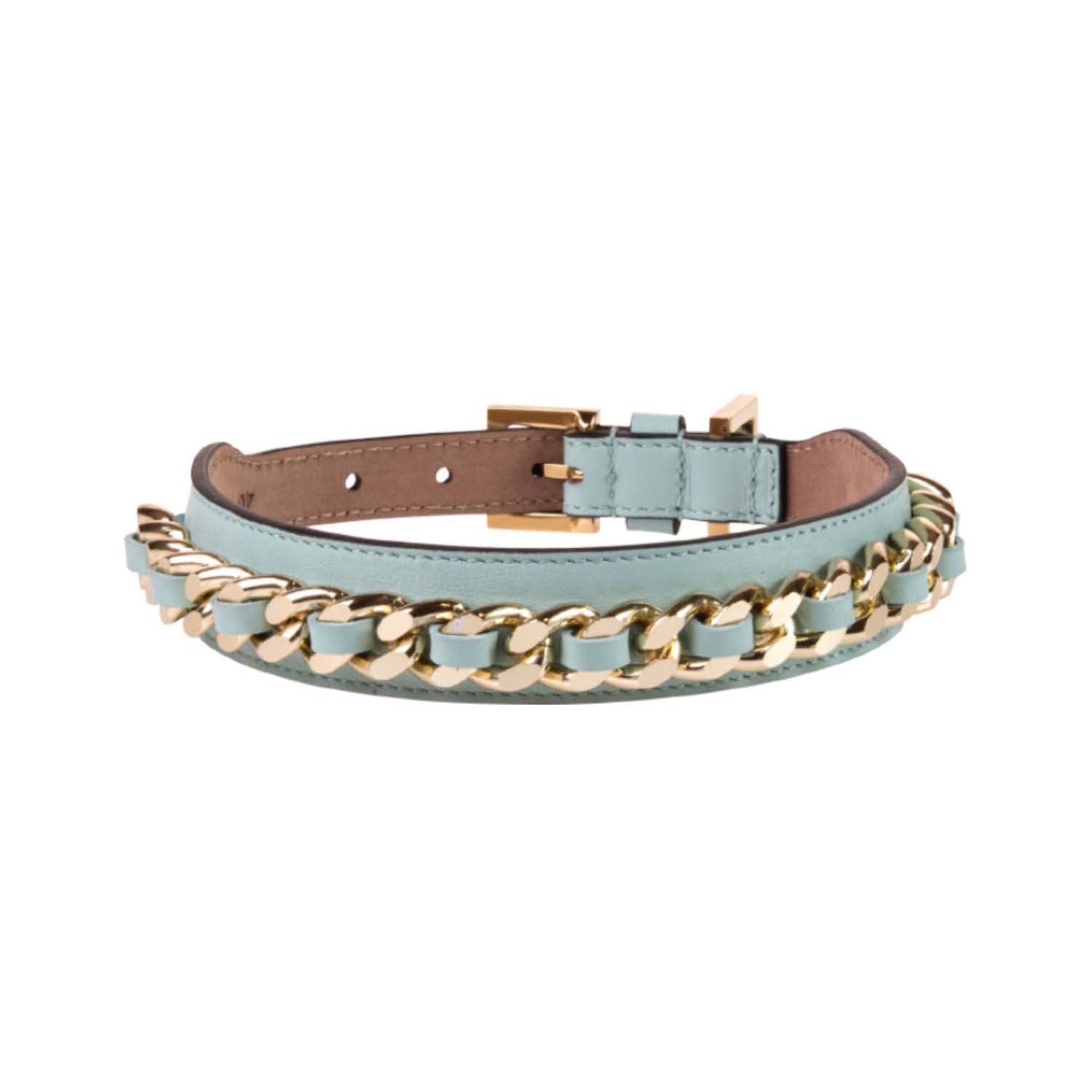 Leather Dog Collar in Cloud - Chain, Made in Italy