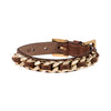 Leather Dog Collar in Brown - Chain, Made in Italy