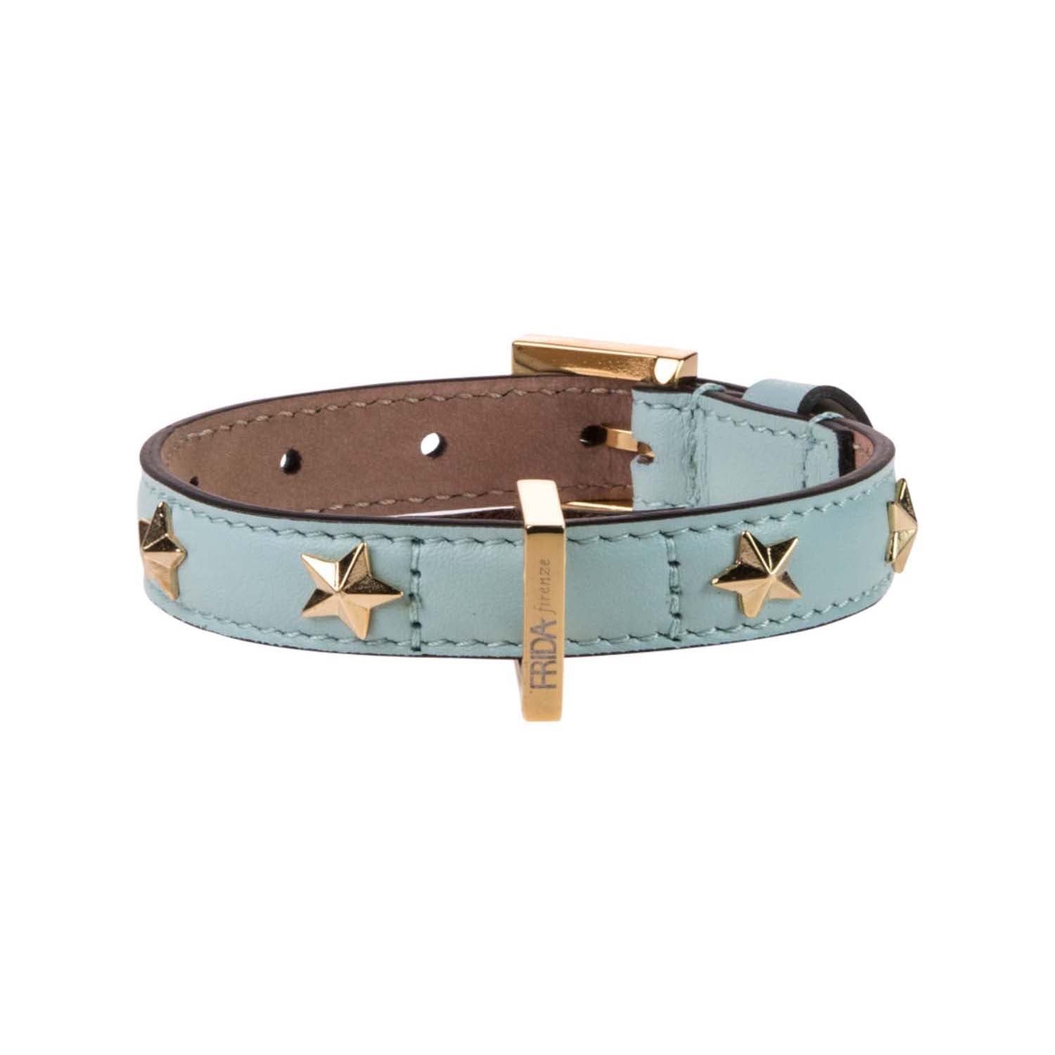 Leather Dog Collar in Cloud - Stud Star, Made in Italy