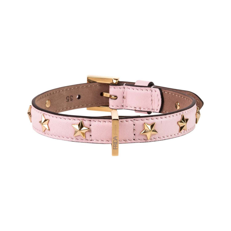 Leather Dog Collar in Pink - Stud Star, Made in Italy