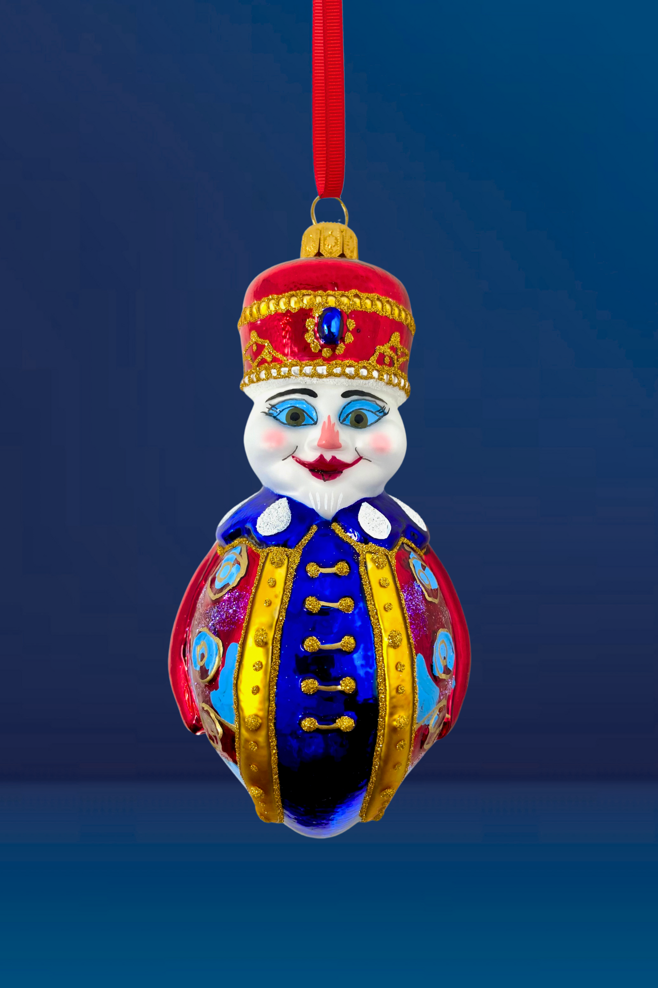 Colonel Snowman Glass Ornament