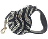 Parisian Pet Crystal Retractable Leash Zebra Silver