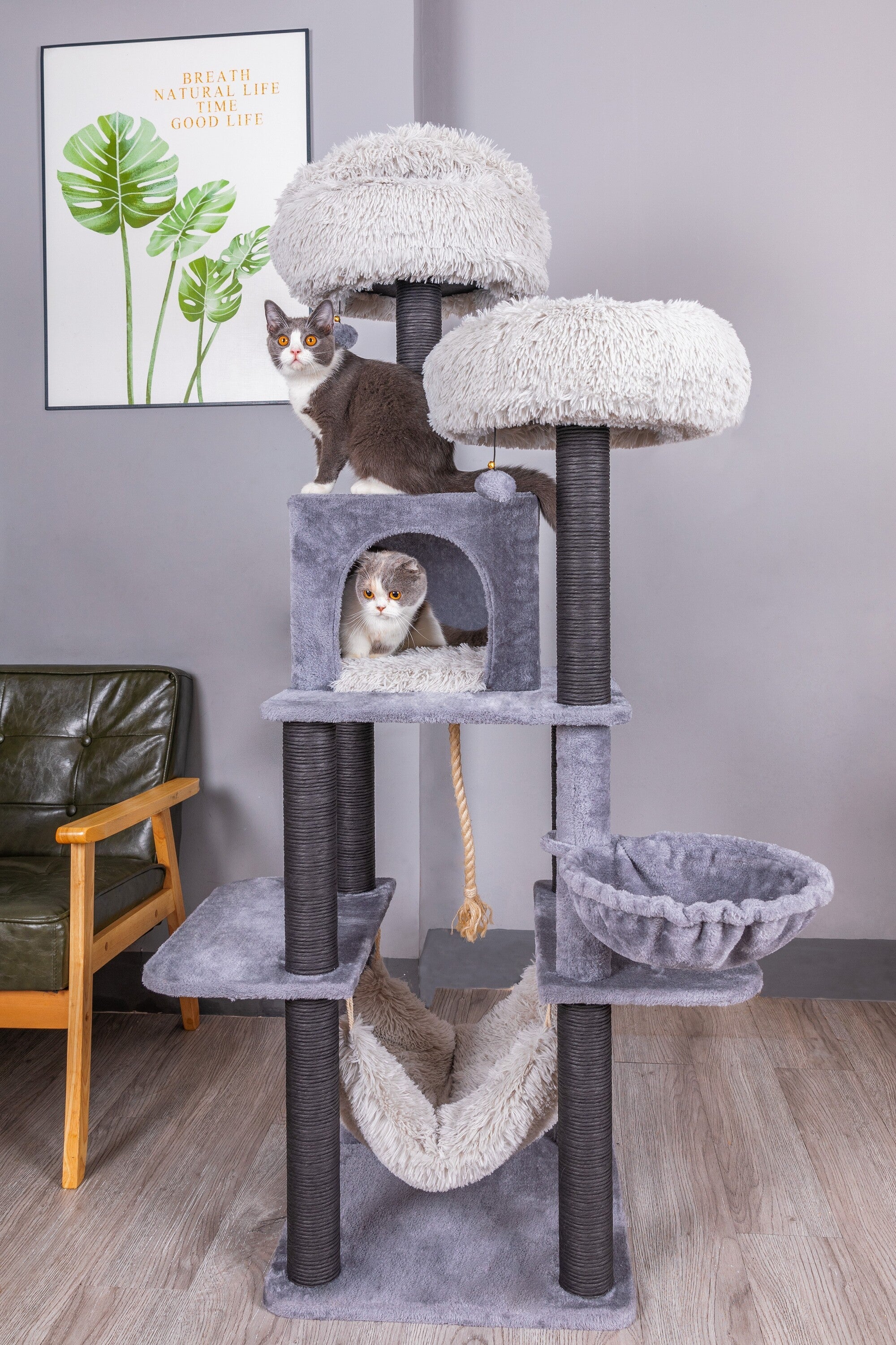 Bradbury 7 Level Grey Cat Tree with Scratching Posts