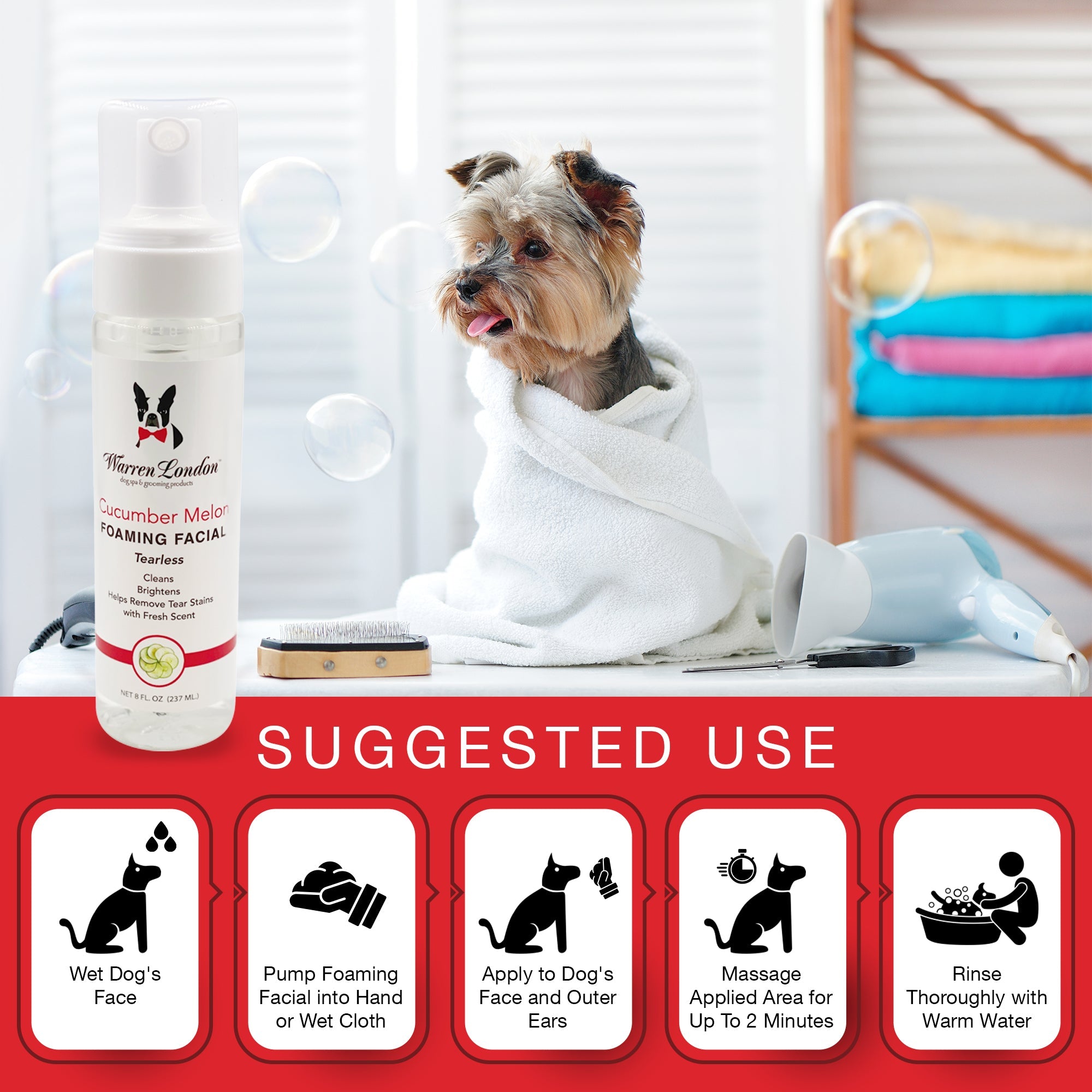 Cucumber Melon Foaming Facial For Dogs - HT Animal Supply