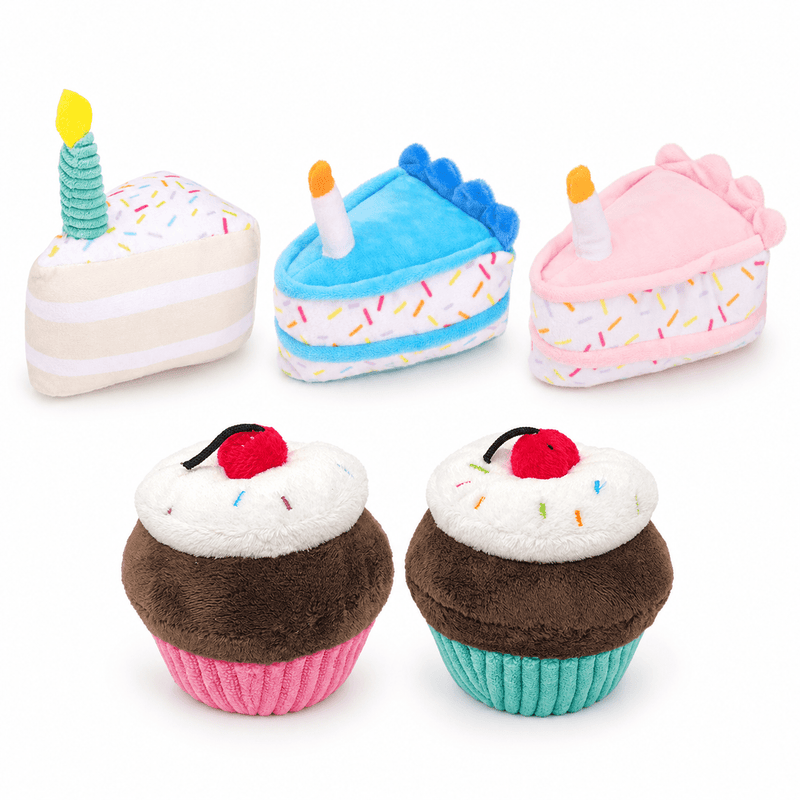 Dogline Cupcakes and Cake Slices Mini Plush Dog Toys Collection