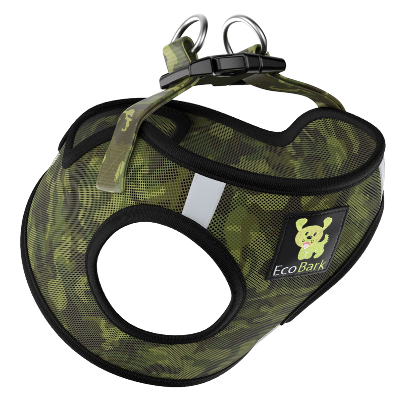 EcoBark Step In Dog Harness - Teacup & Small Breeds- Reflective Soft Mesh Harness for Teacup, Small Dogs and Puppies / Camouflage