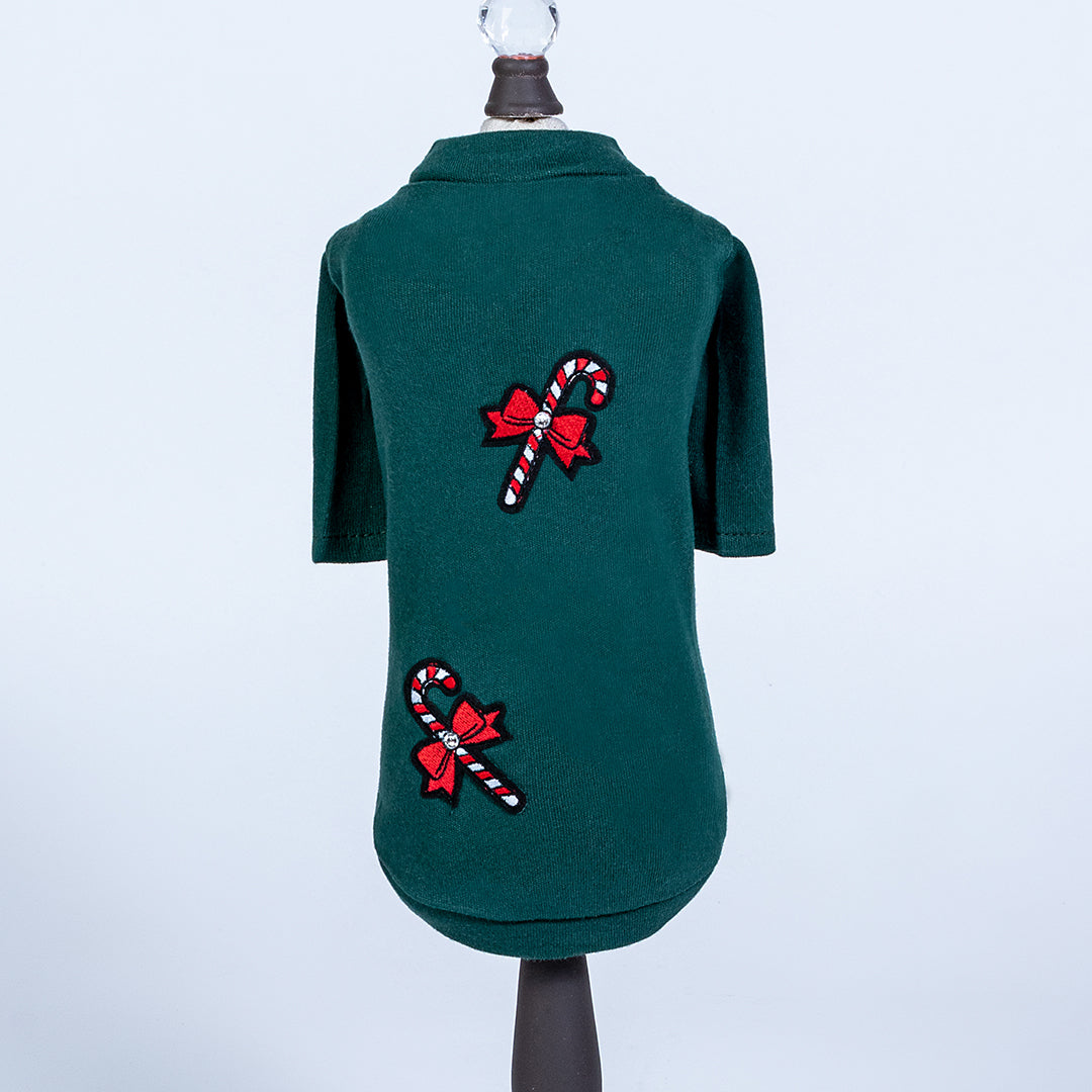Hello Doggie Candy Cane Cotton Crystal Dog Shirt