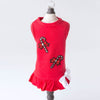 Hello Doggie Candy Cane Satin Cotton Crystal Dog Dress