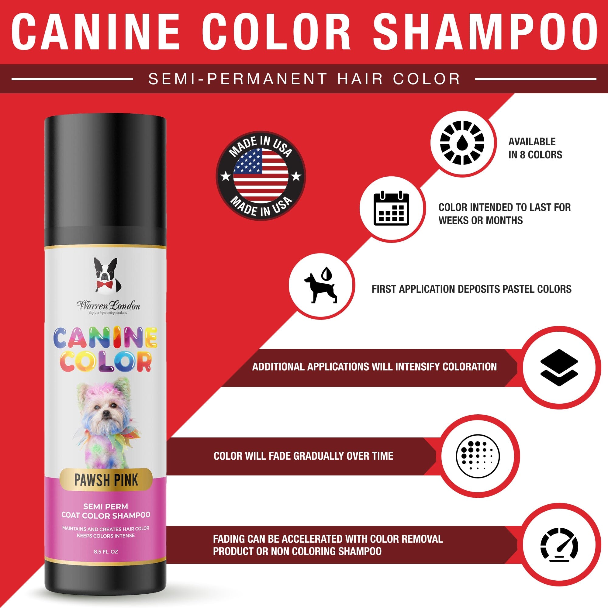 Canine Color Semi Perm Coat Color Shampoo for Dogs
