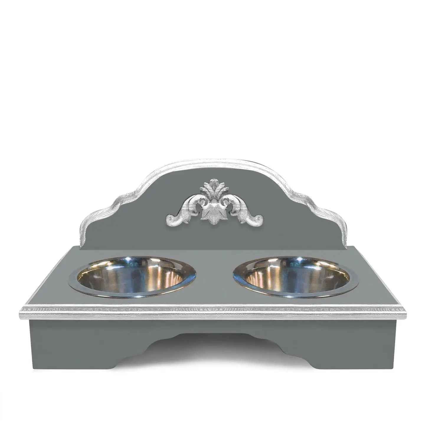 Cary Grant Misty Grey Double Bowl Pet Feeder