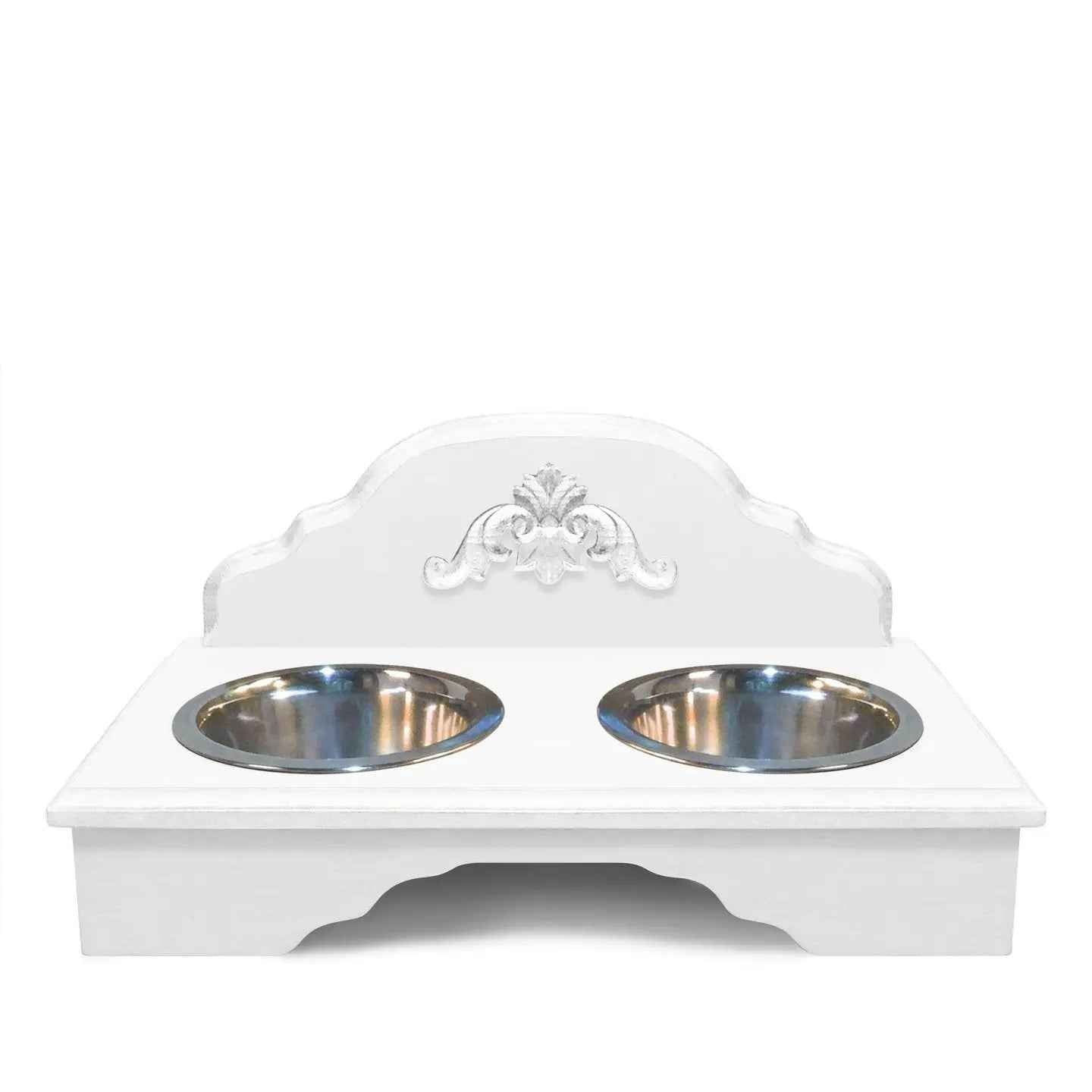 Cary Grant Pure White Double Bowl Pet Feeder
