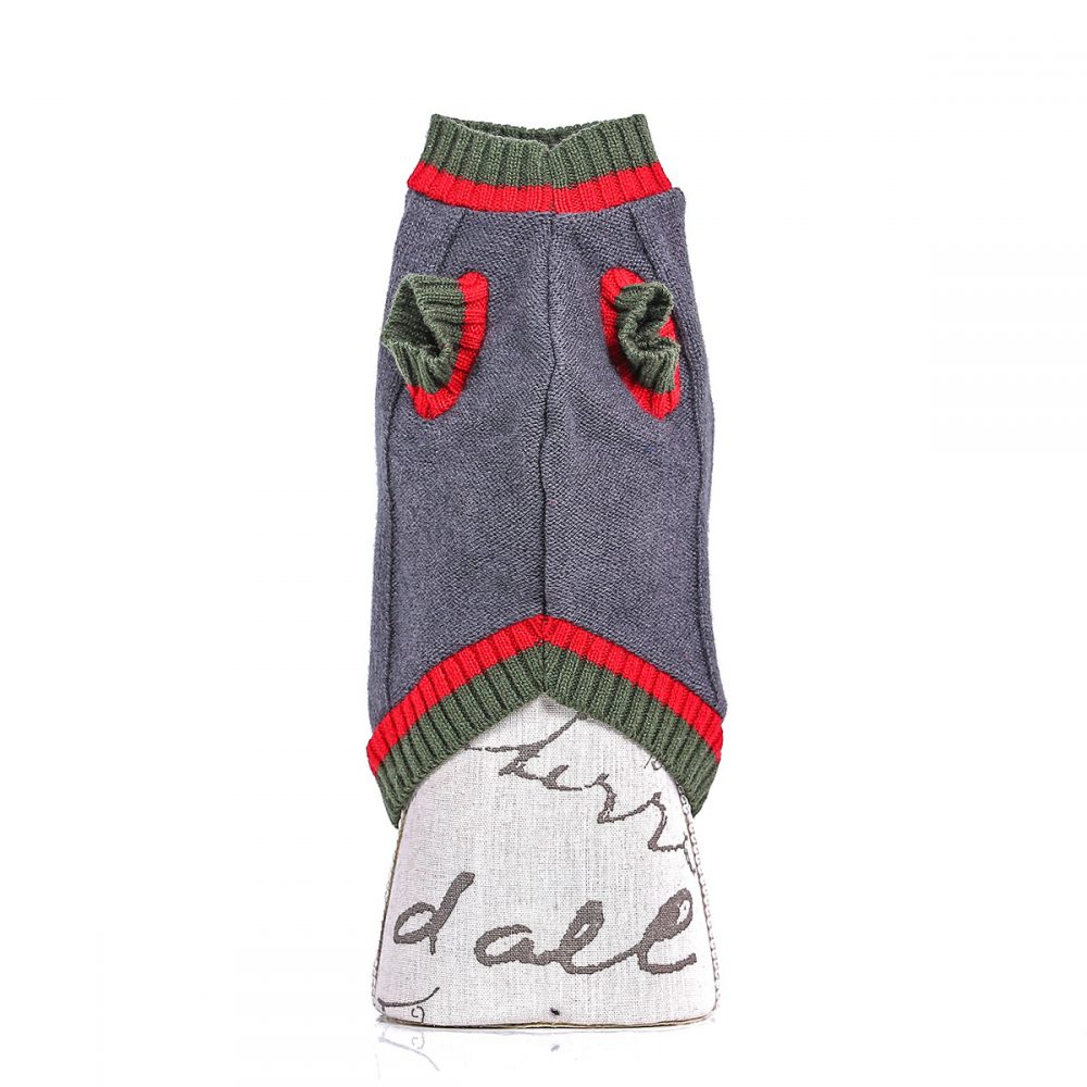 Sweater - Grey Ribbed Pull with Bicolor Bands