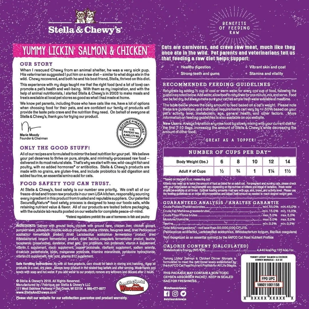 Stella & Chewys Freeze Dried Dinner Yummy Lickin Salmon and Chicken Cat Food