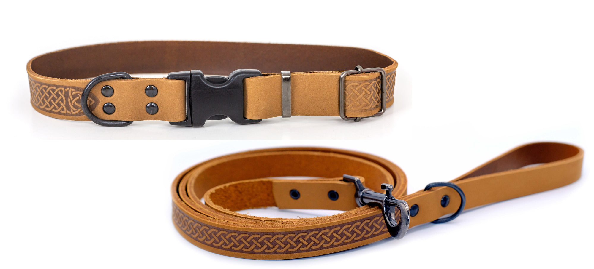 Euro-Dog Celtic Sport Leather Dog Collar & Leash Set