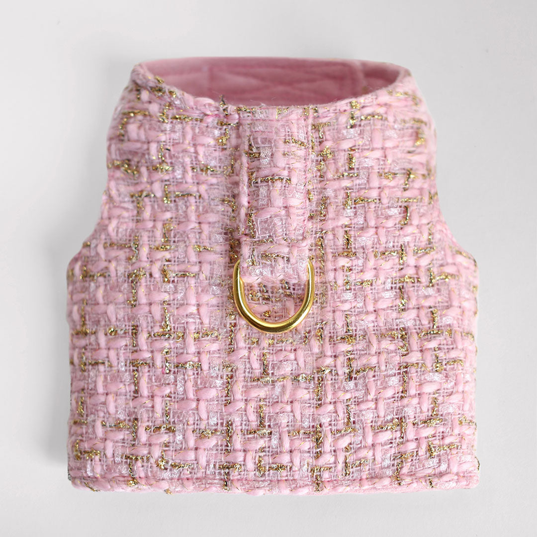 Hello Doggie Chantel Tweed Faux Fur Pink Dog Harness
