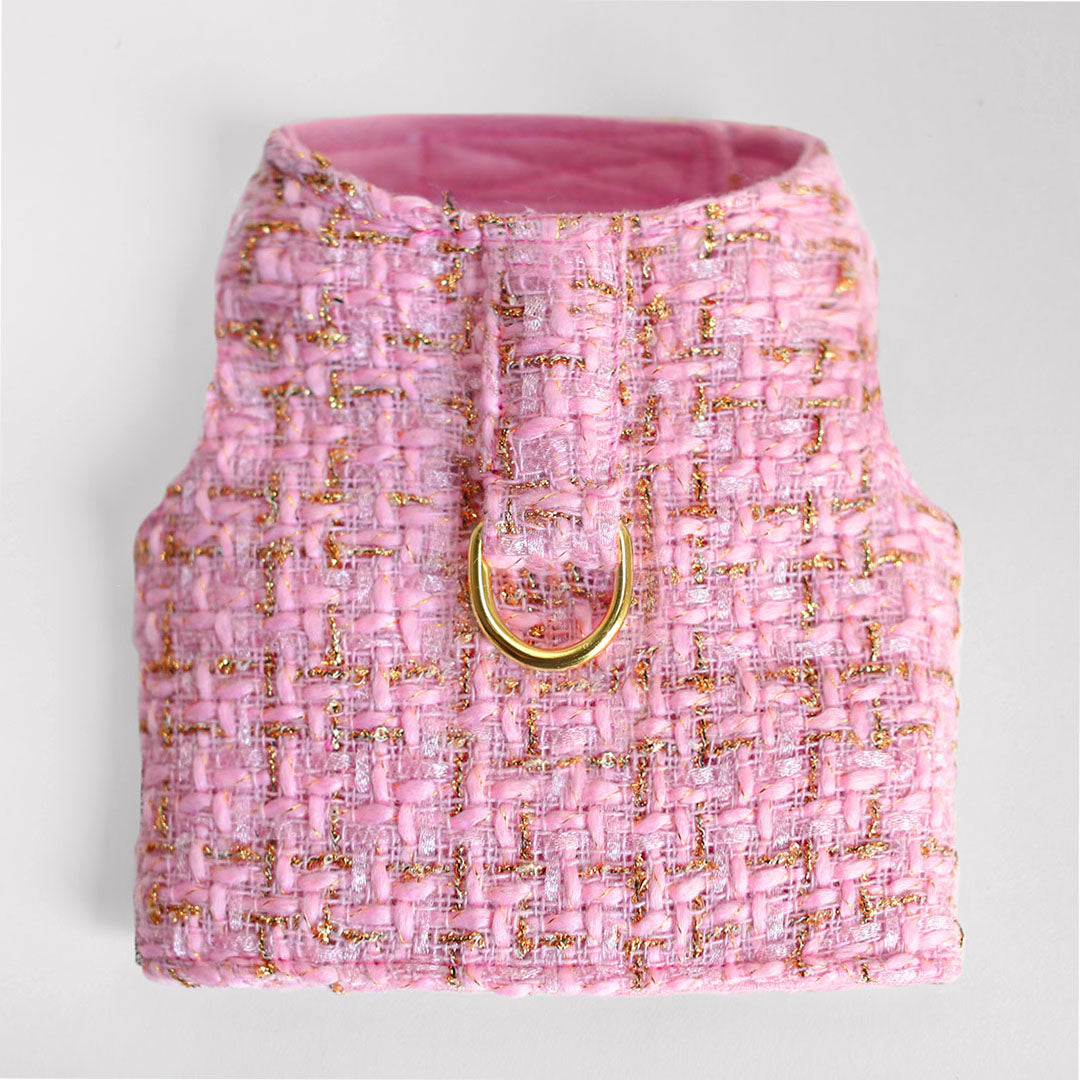 Hello Doggie Chantel Tweed Faux Fur Candy Dog Harness