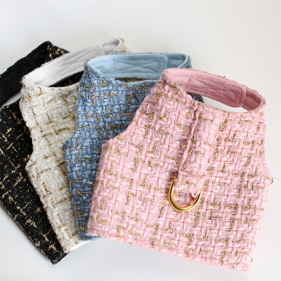 Hello Doggie Chantel Tweed Faux Fur Candy Dog Harness