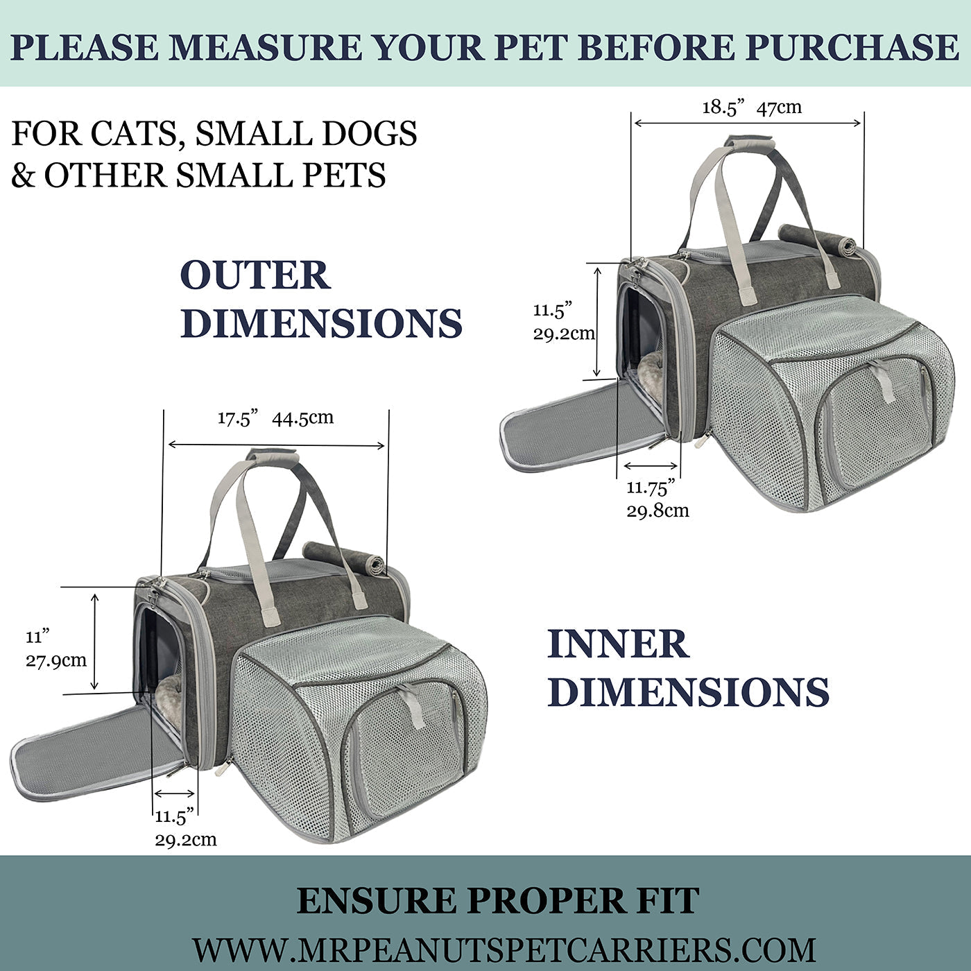 Mr. Peanuts Gold Series Standard Size Airline Compliant Expandable Pet Carrier 