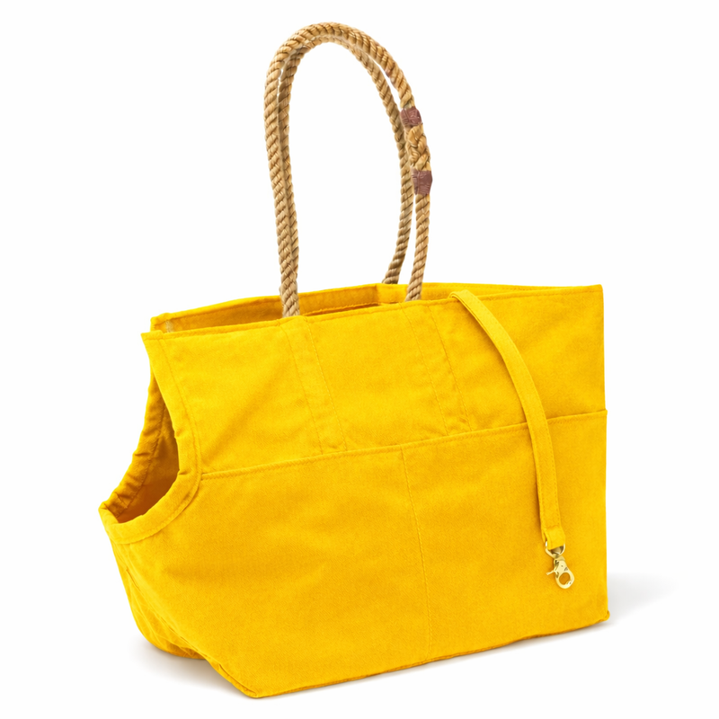 Yellow Waxed Cotton Canvas Dog Carrier